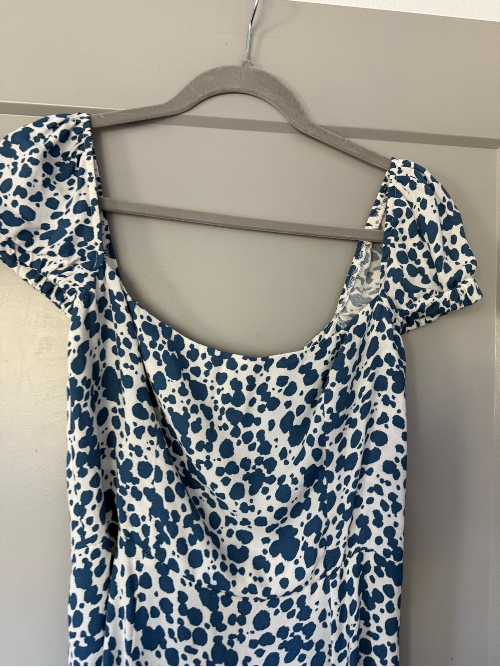 Reformation Sienne Blue and White Puff Sleeve Midi Dress Sz 4 - Picture 5 of 12